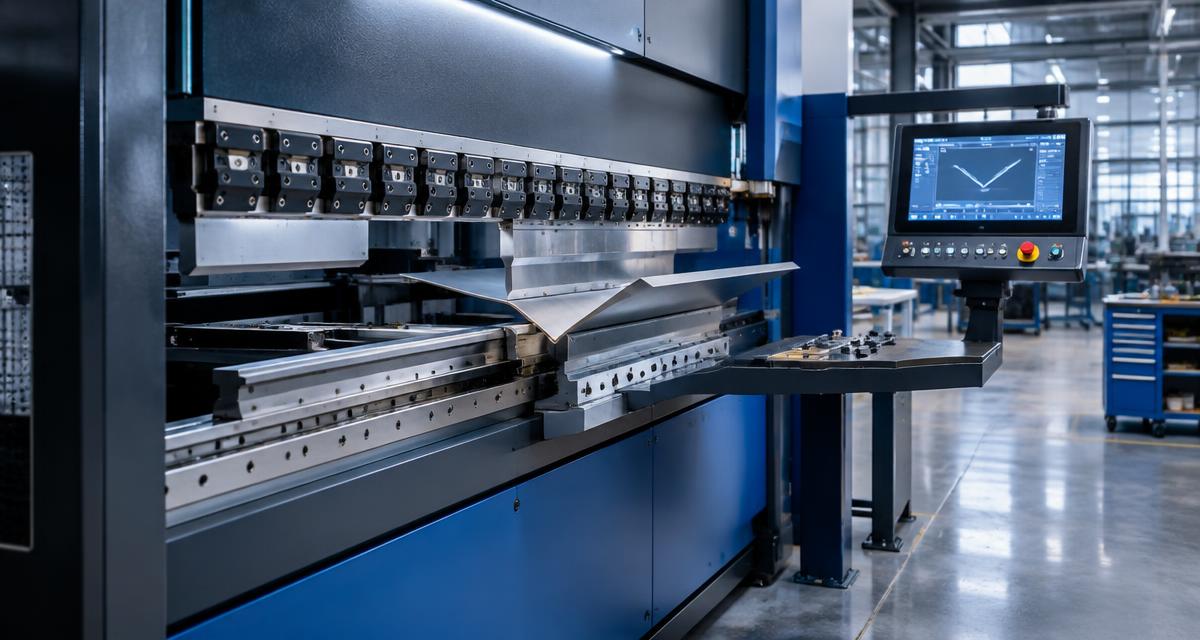 Imagem ilustrativa: dobradeira CNC moderna com painel de controle